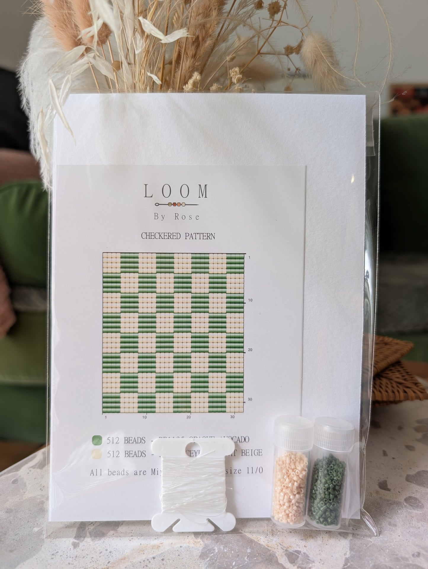 DIY Loom Kit with Pattern - Checkered Green