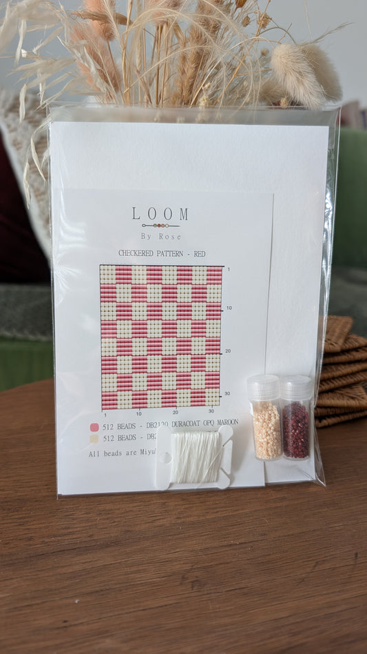 DIY Loom Kit with Pattern - Checkered Red